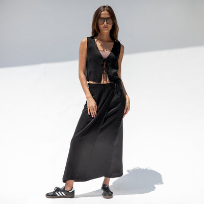 Journey Tie Top + Journey Wrap Skirt - Jet (Size S)