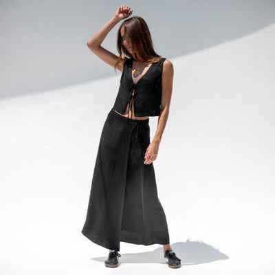 Journey Tie Top + Journey Wrap Skirt - Jet (Size S)