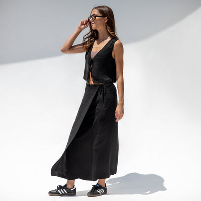 Journey Tie Top + Journey Wrap Skirt - Jet (Size S)