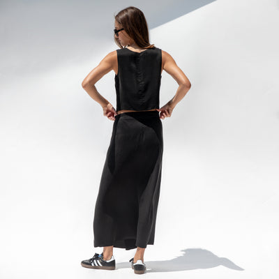 Journey Tie Top + Journey Wrap Skirt - Jet (Size S)