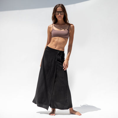 Pool Days Top - Stormy + Journey Wrap Skirt - Jet (Size S)