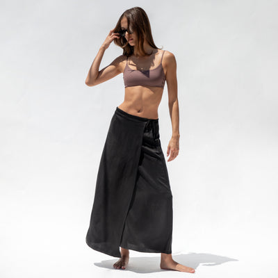 Pool Days Top - Stormy + Journey Wrap Skirt - Jet (Size S)