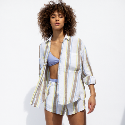 Sweet Victory Top - Riptide + Getaway Button Down + Getaway Short - Tidal Stripe Wild (Size S)