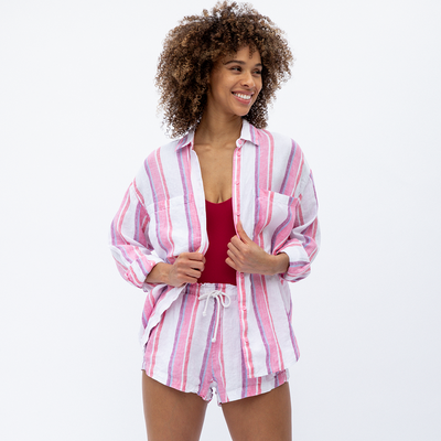 Sunday Suit - Pepper + Getaway Button Down + Getaway Short - Tidal Stripe Zinc (Size S)