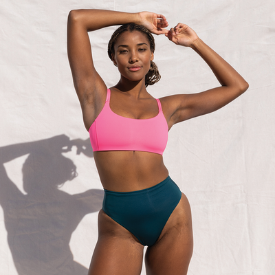 Pool Days Top D+ - Zinc (32D/DD) + Hi Hi Bottom - Deep End (Size S)