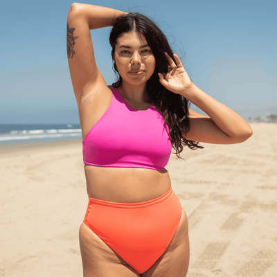 Hi Dive Top - Hot (Size M) + Hi Hi Bottom - Aperol (Size L)