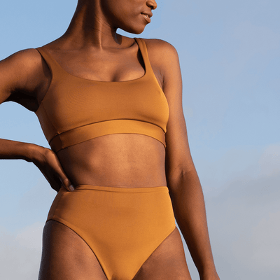 Double Scoop Top - Tan Lines (Size S) + Hi Hi Bottom - Tan Lines (Size S)