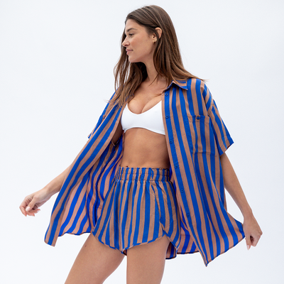 Day Trip Button Down + Day Trip Short - First Place / Tan Lines + Sunday Top - Coconut (Size S)