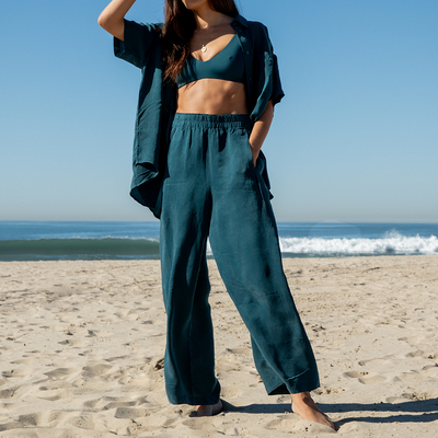 Sunday Top + Day Trip Button Down + Day Trip Pant - Deep End (Size S)