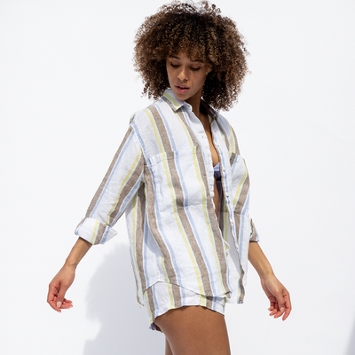 Getaway Button Down + Getaway Short - Tidal Stripe Wild (Size S)