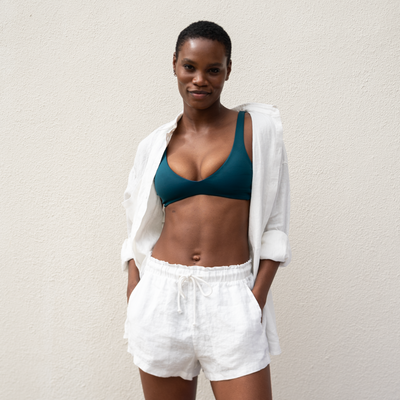Plunge Top - Deep End + Getaway Button Down + Getaway Short - Coconut (Size S)