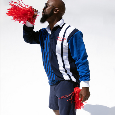League Shirt - Navy / White Multi Stripe + Super Fan Short - Sprint