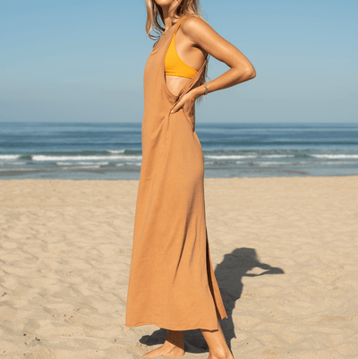 Muscle Dress - Tan Lines (Size S) + Sweet Victory Top - Marigold (Size S)