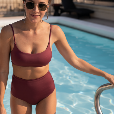 Pool Days Top + Hi Tide Bottom - Desert Plum (Size S)