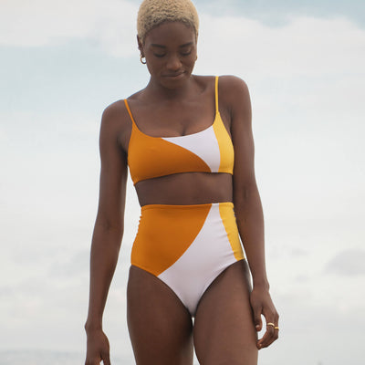 Pool Days Top *Party Waves - 24 Karat (Gold) / Squeeze (Yellow) (Size S) + Hi Tide Bottom *Party Waves - 24 Karat (Gold) / Squeeze (Yellow) (Size S)
