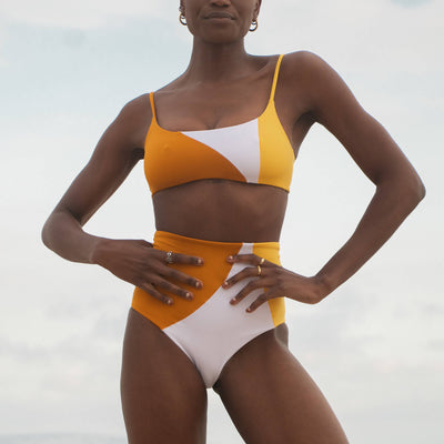 Pool Days Top *Party Waves - 24 Karat (Gold) / Squeeze (Yellow) (Size S) + Hi Tide Bottom *Party Waves - 24 Karat (Gold) / Squeeze (Yellow) (Size S)