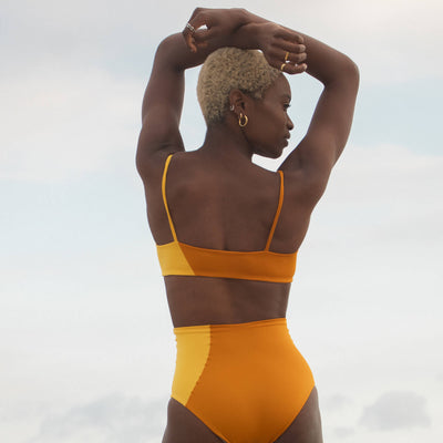 Pool Days Top *Party Waves - 24 Karat (Gold) / Squeeze (Yellow) (Size S) + Hi Tide Bottom *Party Waves - 24 Karat (Gold) / Squeeze (Yellow) (Size S)